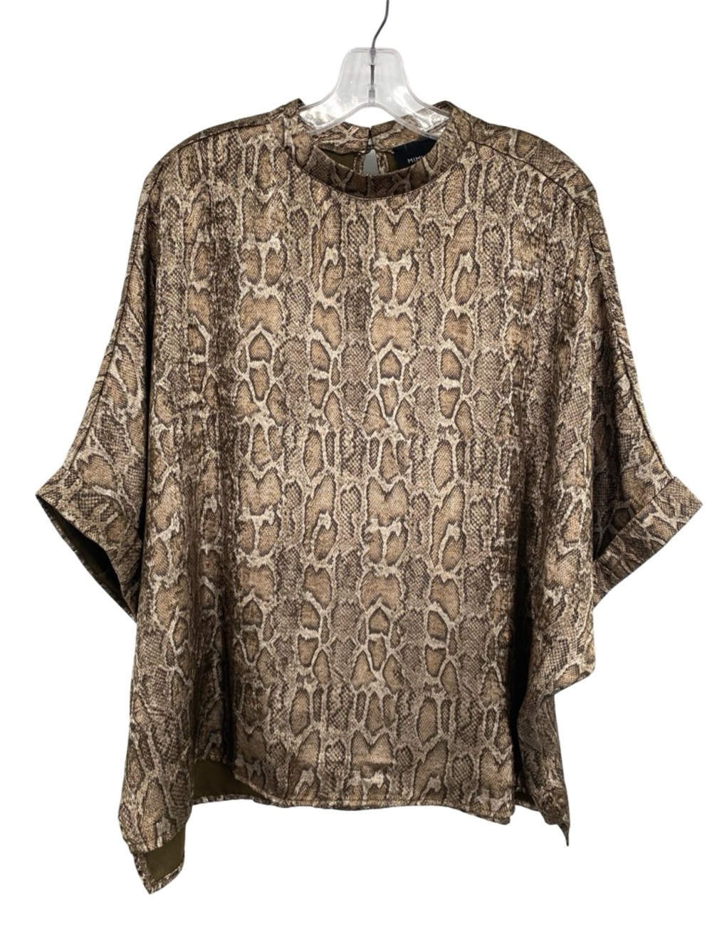 Mimi & Dotti Snakeskin Print Metallic Satin Kimono Blouse Top Medium